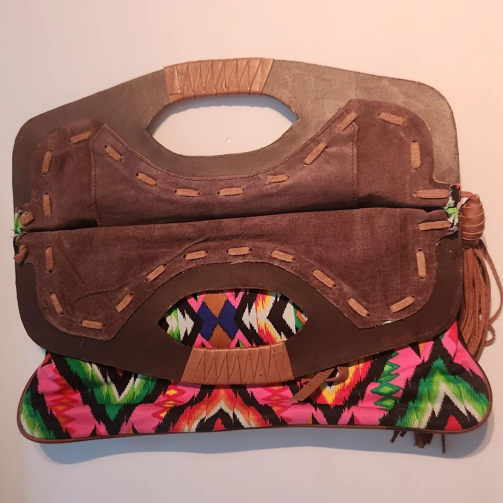 Cynthia Vincent Vibrant Patterned Clutch Handle Bag with Studs - Picture 8 of 12